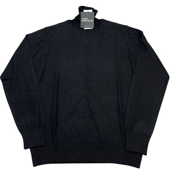 Bartolini Sweater Womens L Black Merino Wool Blend Turtleneck Old Money Preppy - Picture 1 of 9